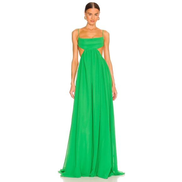 Sau Lee Giselle Gown Dress Cut Out Adjustable Strap Light Apple Green 2 - Picture 2 of 15